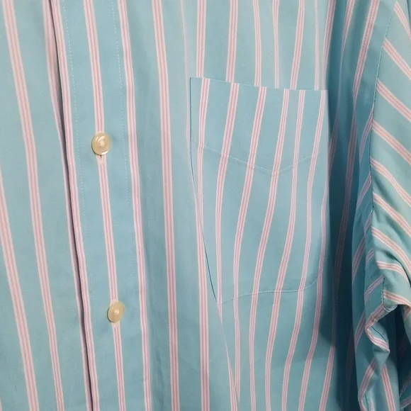Ralph Lauren Classic Fit Men's Stripe Dress Shirt Blue/white/pink Size Large EUC - Picture 2 of 3